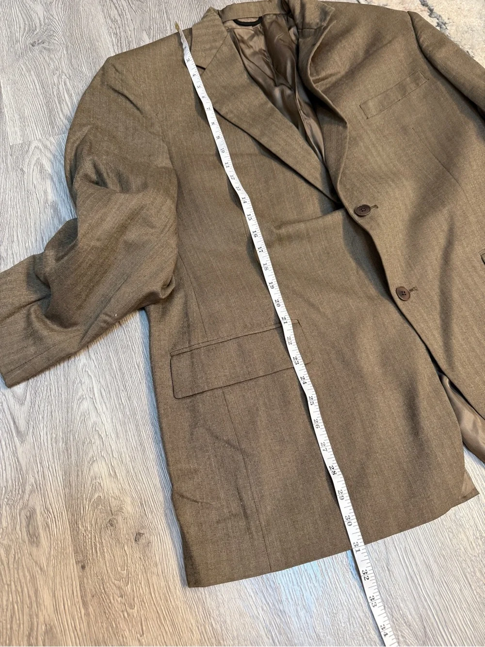 VTG Pringle of Scotland Herringbone Blazer Men’s Size 44R Brown Preppy 100% Wool